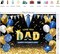 7x5ft Happy Father's Day Backdrop Love You Dad Theme Party Decorations Background Blue Gold Glitter Balloons Thanks Dad Photography Banner Father's Day Family Decor Supplies